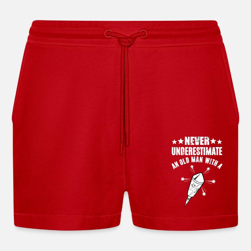 Never Underestimate Rakete - Organic Relaxed Cropped Shorts Made in EU - Rot