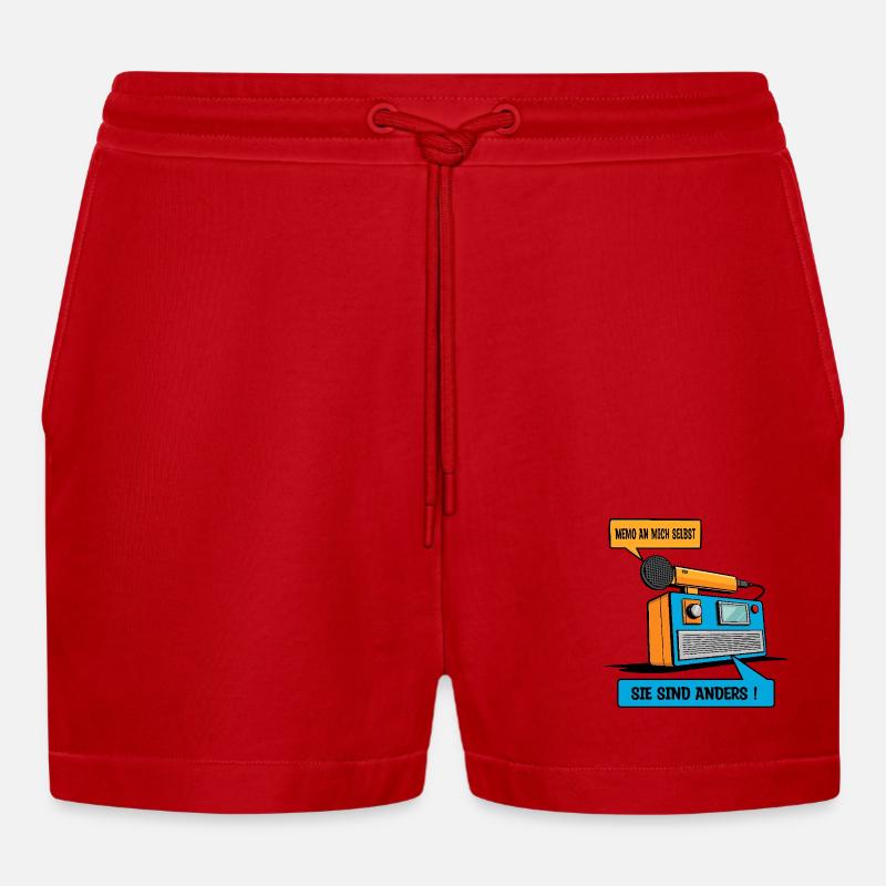 Sie sind anders ! - Organic Relaxed Cropped Shorts Made in EU - Rot