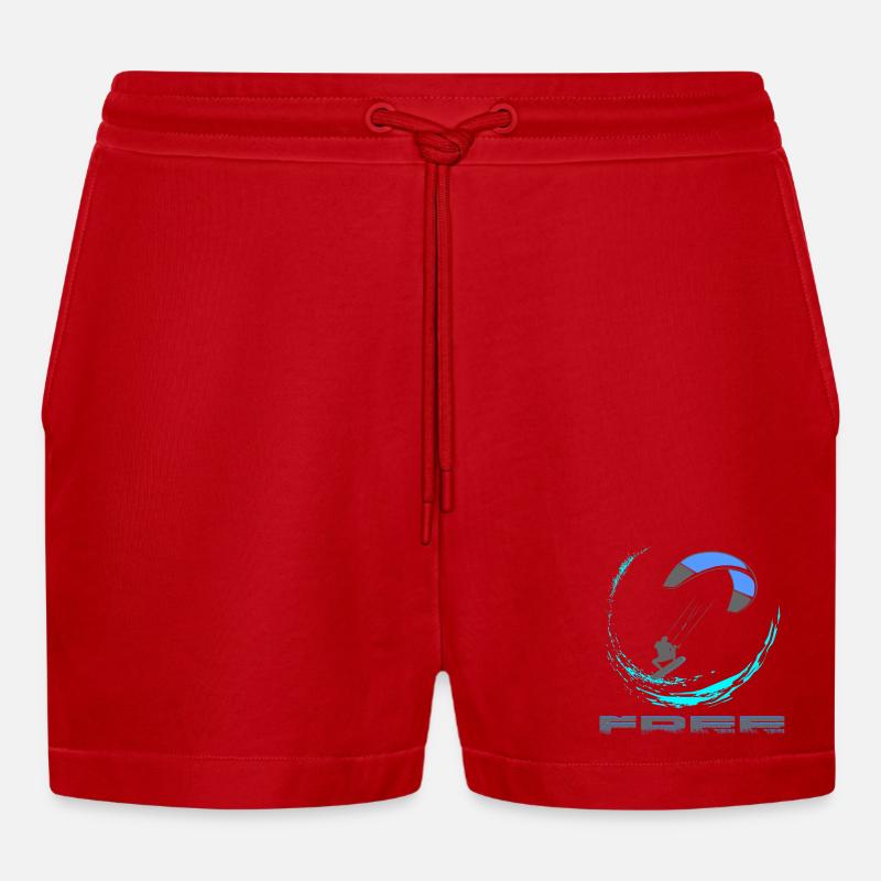 Kitesurf - Organic Relaxed Cropped Shorts Made in EU - Rot