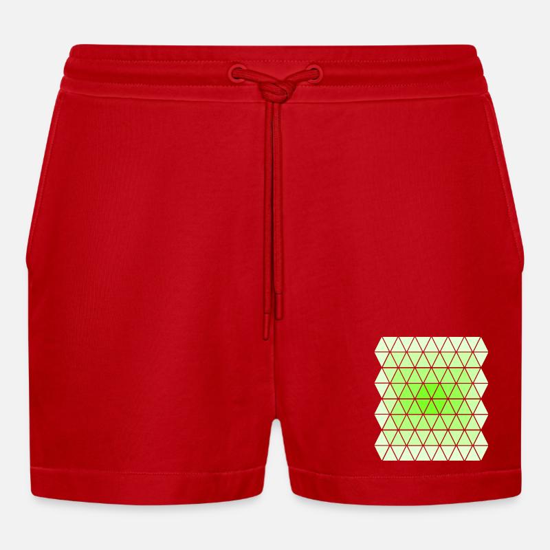 Green Gradient Pattern - Organic Relaxed Cropped Shorts Made in EU - red