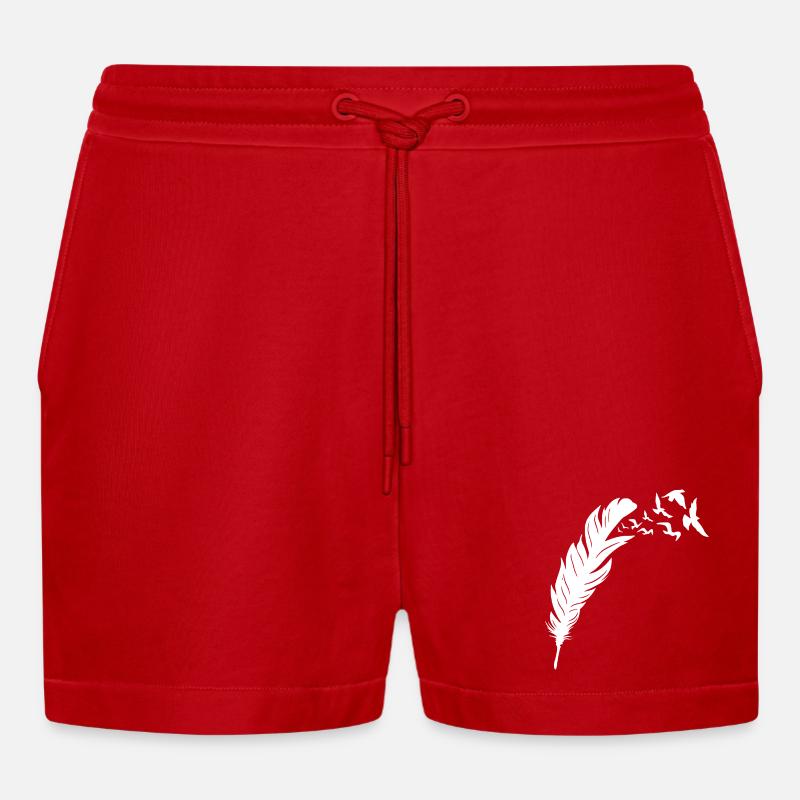 Gefiederter Freiheitsvogel Flugdesign - Organic Relaxed Cropped Shorts Made in EU - Rot