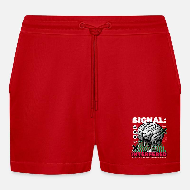 Brain - Signal Interfered - Organic Relaxed Cropped Shorts Made in EU - Rot