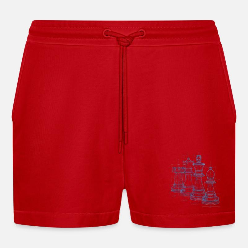 Cadeau Plan d’échecs pour hommes - Short bio décontracté court fabriqué en UE - rouge