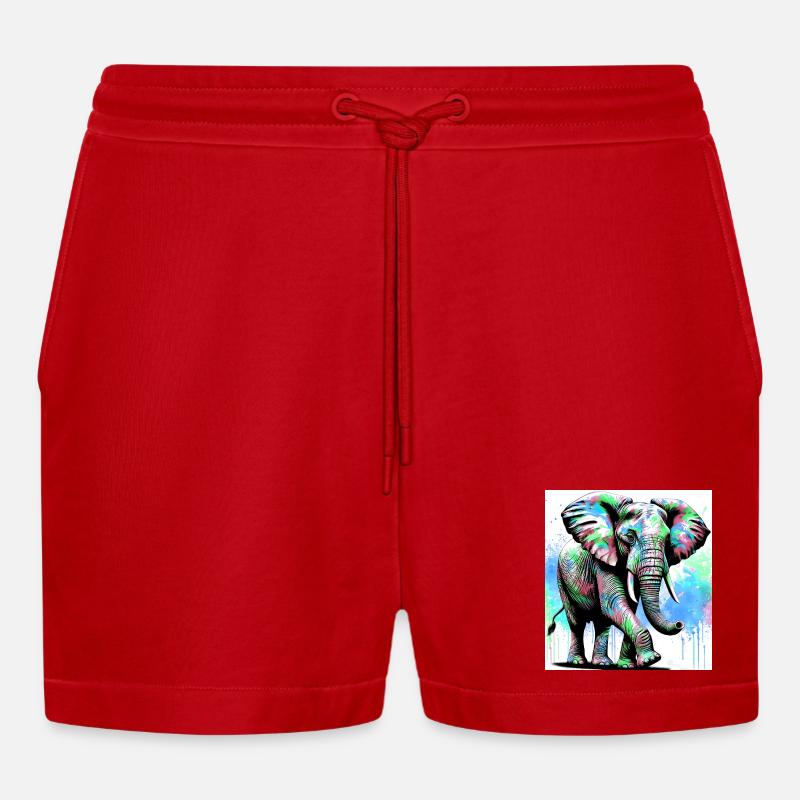 Elefant - Organic Relaxed Cropped Shorts Made in EU - Rot