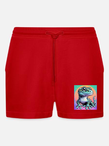 Gecko - Organic Relaxed Cropped Shorts Made in EU - Rot