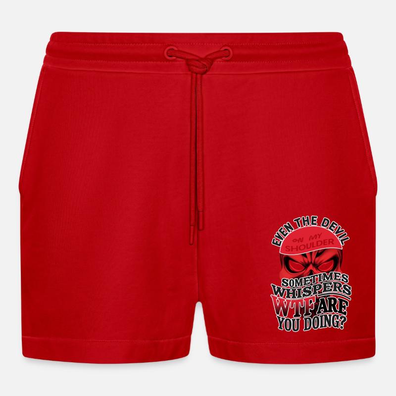 Devil's Whisper: Inner Conflict Edition - Organic Relaxed Cropped Shorts Made in EU - red