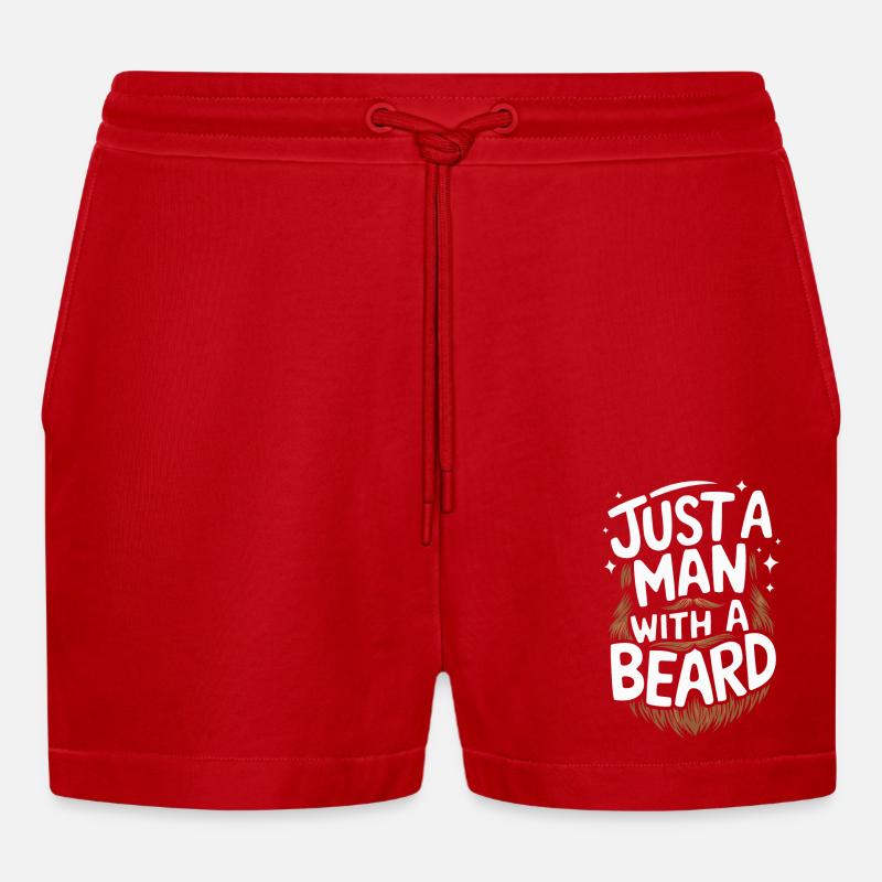 Bart Schnurrbart Bärtige Männer - Organic Relaxed Cropped Shorts Made in EU - Rot