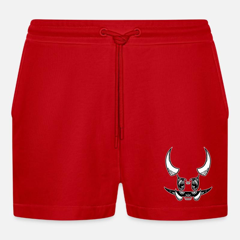 Prankster-Dämon! Von Pousse2Bamboo ! v2 - Organic Relaxed Cropped Shorts Made in EU - Rot