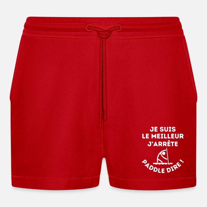 paddle, paddle board, paddle boarding - Organic Relaxed Cropped Shorts Made in EU - red