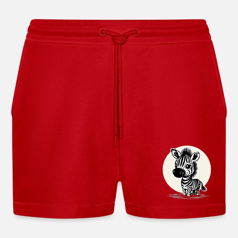 Zèbre mignon – Motif d’animal mignon - Short bio décontracté court fabriqué en UE - rouge
