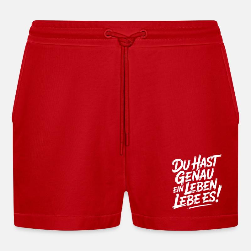 Nur ein Leben – Lebe es - Organic Relaxed Cropped Shorts Made in EU - Rot