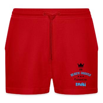 Cadeau naissance bébé garçon Mai Beaux Gosses BG - Short bio décontracté court fabriqué en UE - rouge - Devant