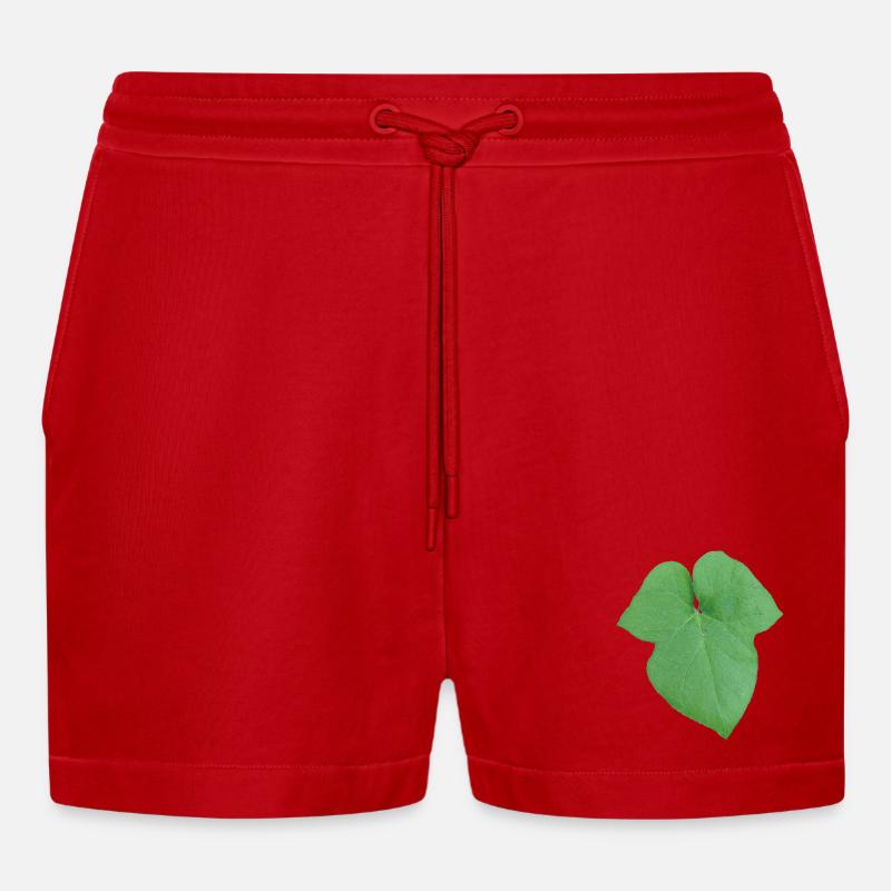 Green_Leaf_-_Tiny_Red_Spider - Organic Relaxed Cropped Shorts Made in EU - red