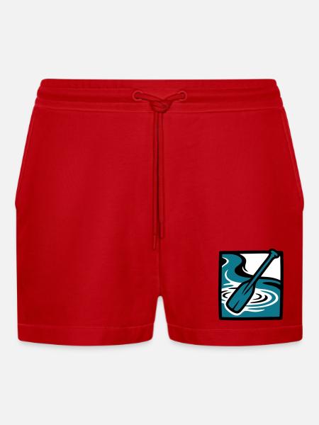 Paddle River Water Icon - Organic Relaxed Cropped Shorts Made in EU - red
