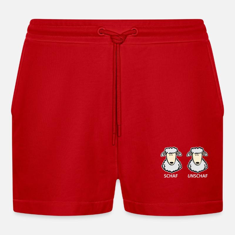 Schaf Unschaf - Organic Relaxed Cropped Shorts Made in EU - Rot