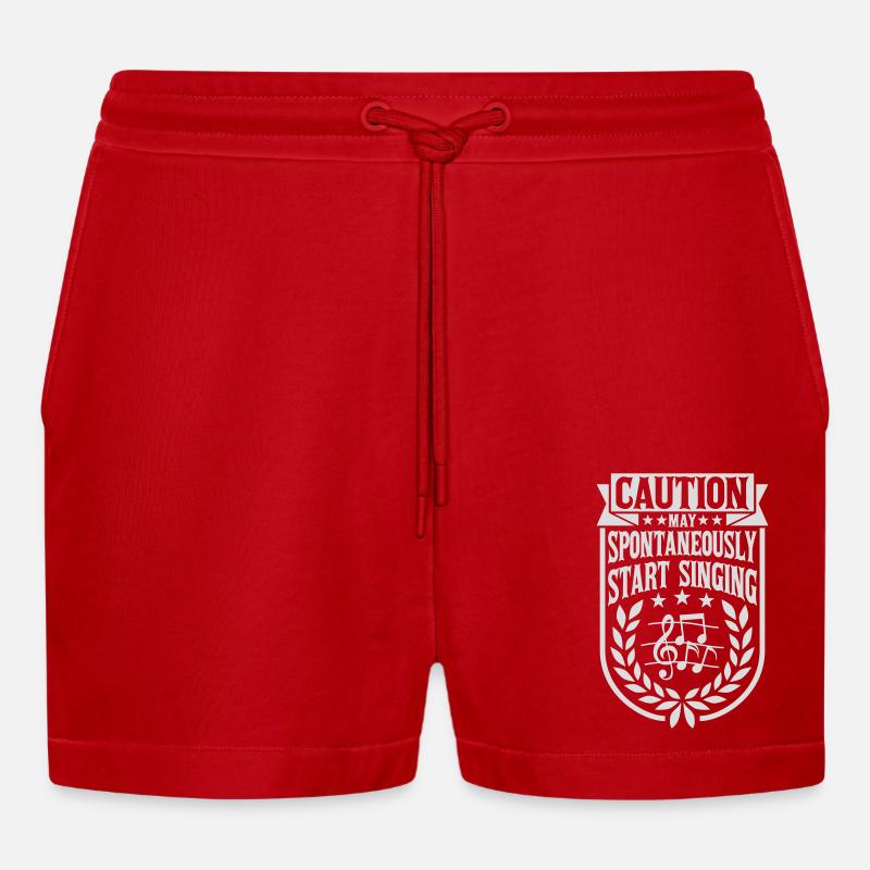 may spontaneously start singing - Organic Relaxed Cropped Shorts Made in EU - red