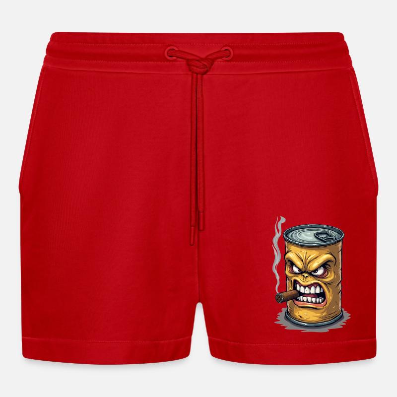 Tin - Organic Relaxed Cropped Shorts Made in EU - red