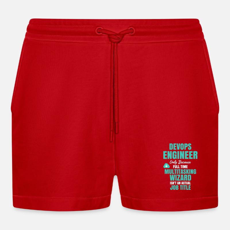 DevOps Engineer Multitasking-Assistent - Organic Relaxed Cropped Shorts Made in EU - Rot