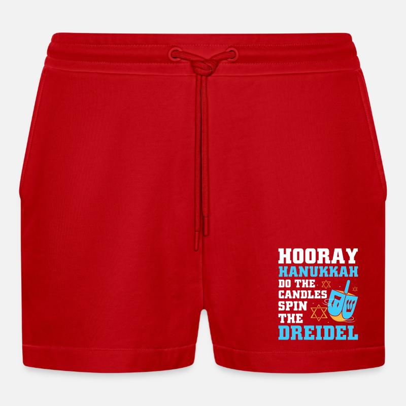 Hanoukka Hanoukka Hanoukka - Short bio décontracté court fabriqué en UE - rouge