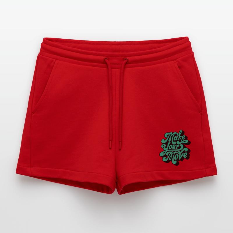 Make Your Move – Retro Script Motif Organic Relaxed Cropped Shorts Made in EU