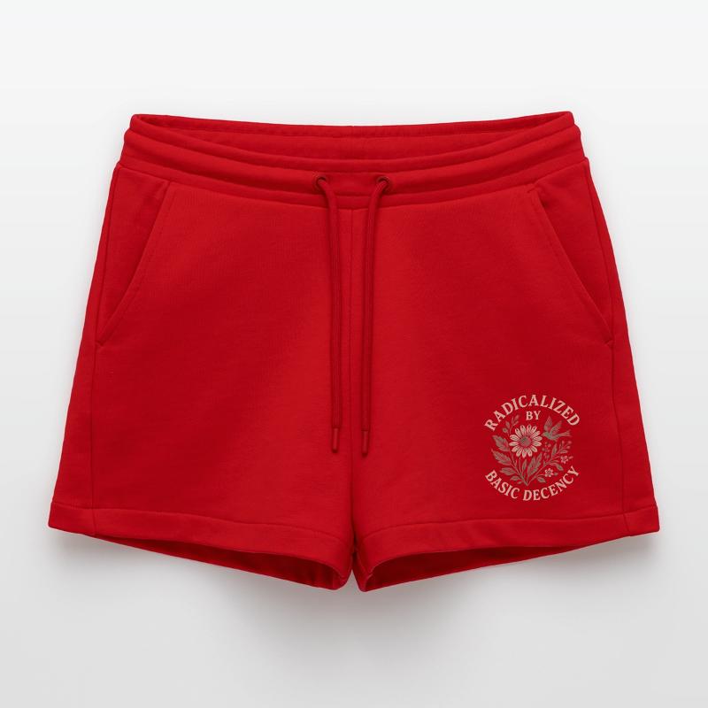 Radicalized By Basic Decency Floral Design Organic Relaxed Cropped Shorts Made in EU
