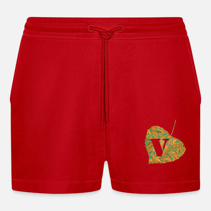 blatt e 95 v - Organic Relaxed Cropped Shorts Made in EU - Rot