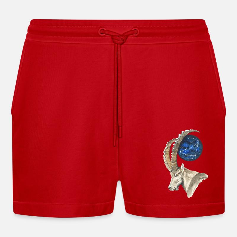 Steinbock mit dem Sternbild Steinbock - Organic Relaxed Cropped Shorts Made in EU - Rot