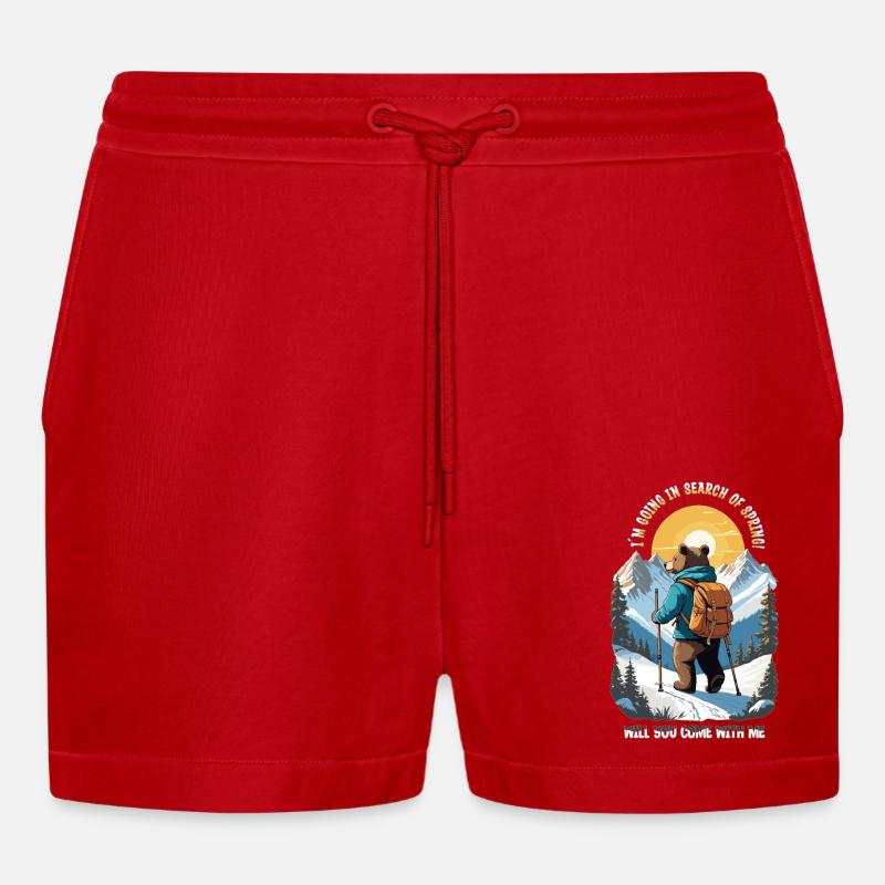 L’ours cherche le printemps - Short bio décontracté court fabriqué en UE - rouge