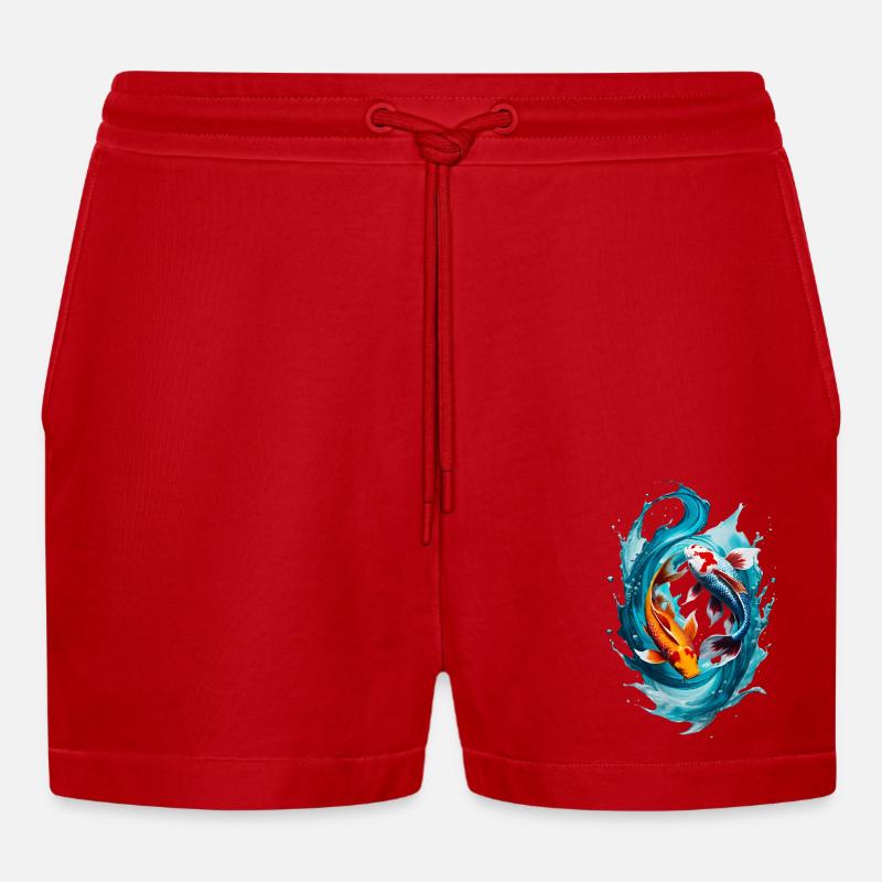 Fische - Organic Relaxed Cropped Shorts Made in EU - Rot