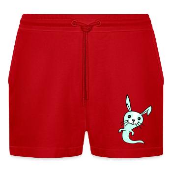 Bunny Ghost Ghost Haunting Halloween Creepy Cute - Organic Relaxed Cropped Shorts Made in EU - red - Front