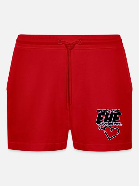 bachelor party wedding shower wedding - Organic Relaxed Cropped Shorts Made in EU - red