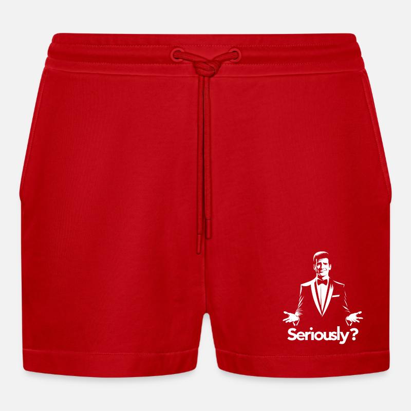 Seriously? Elegant Gala Silhouette - Organic Relaxed Cropped Shorts Made in EU - red