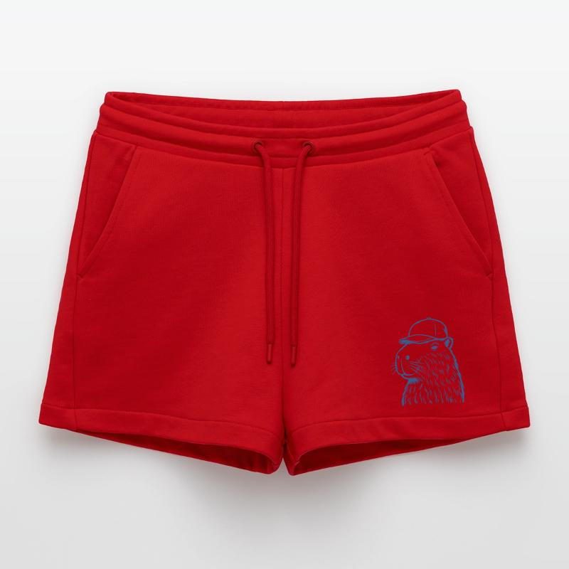Capybara mit Baseballkappe Organic Relaxed Cropped Shorts Made in EU