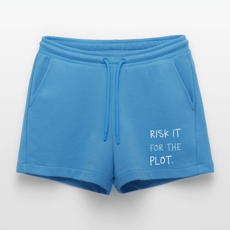 Risk it for the Plot Statement Spruch Trend Typo Organic Relaxed Cropped Shorts Made in EU