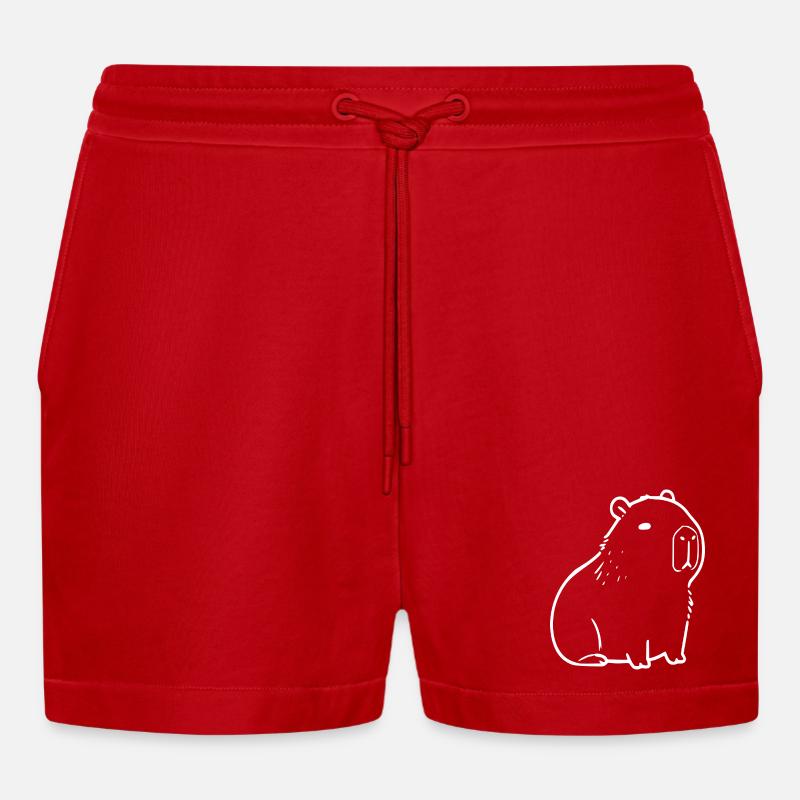 Capybara capybara blanc - Short bio décontracté court fabriqué en UE - rouge