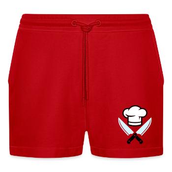 Kochmütze Messer Logo - Organic Relaxed Cropped Shorts Made in EU - Rot - Vorne