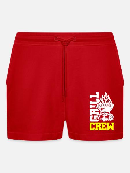 Grill Crew - Organic Relaxed Cropped Shorts Made in EU - red