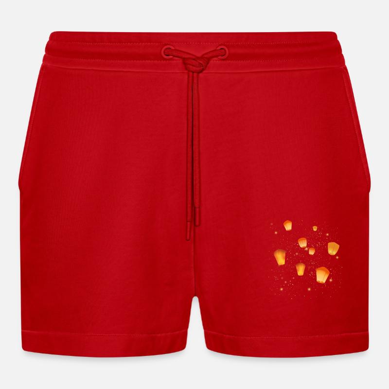 Lanternes célestes - Short bio décontracté court fabriqué en UE - rouge