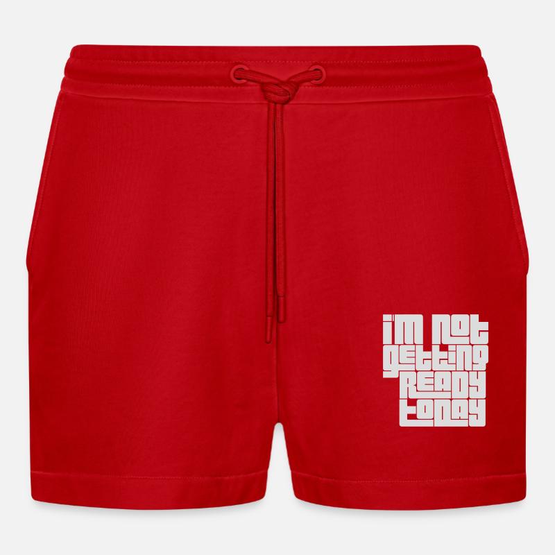 not getting ready today - Organic Relaxed Cropped Shorts Made in EU - Rot
