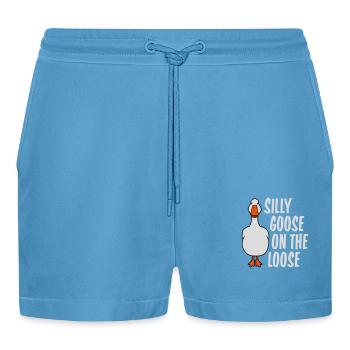 goose on the loose - Organic Relaxed Cropped Shorts Made in EU -  Sol Blue - Vorne
