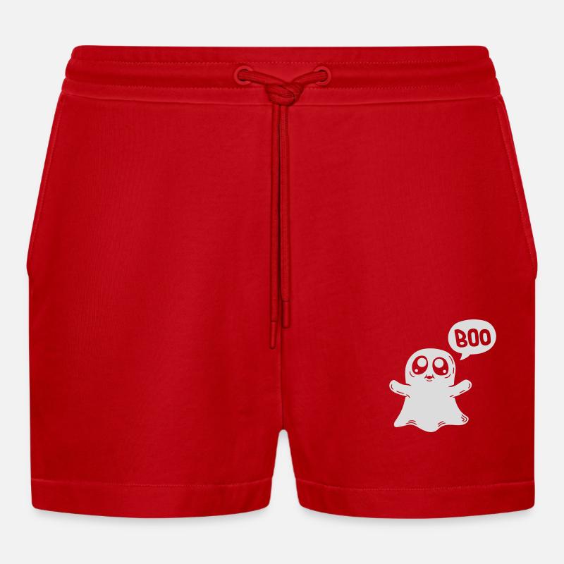 Effrayant Boo Ghost - Short bio décontracté court fabriqué en UE - rouge