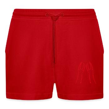 Cats, Claws, Paws, Paws, Claws, Scratches, Stripes - Organic Relaxed Cropped Shorts Made in EU - red - Front