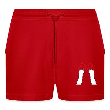 Cats, Claws, Paws, Paws, Claws, Scratches, Stripes - Organic Relaxed Cropped Shorts Made in EU - red - Front