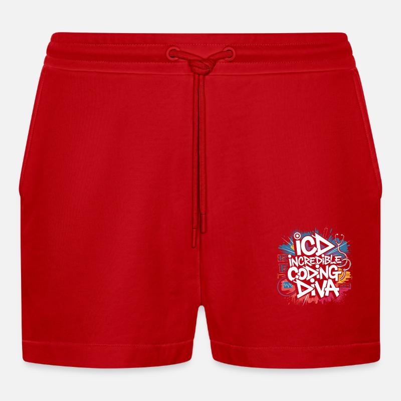 Passionate coding - Organic Relaxed Cropped Shorts Made in EU - red