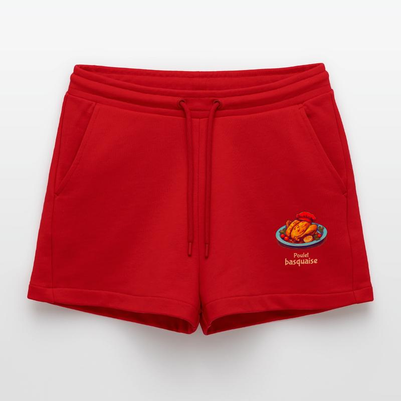 Chicken Basquaise - Plain text Organic Relaxed Cropped Shorts Made in EU