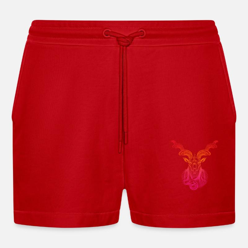 steinbock Zeichenfläche 1 - Organic Relaxed Cropped Shorts Made in EU - Rot