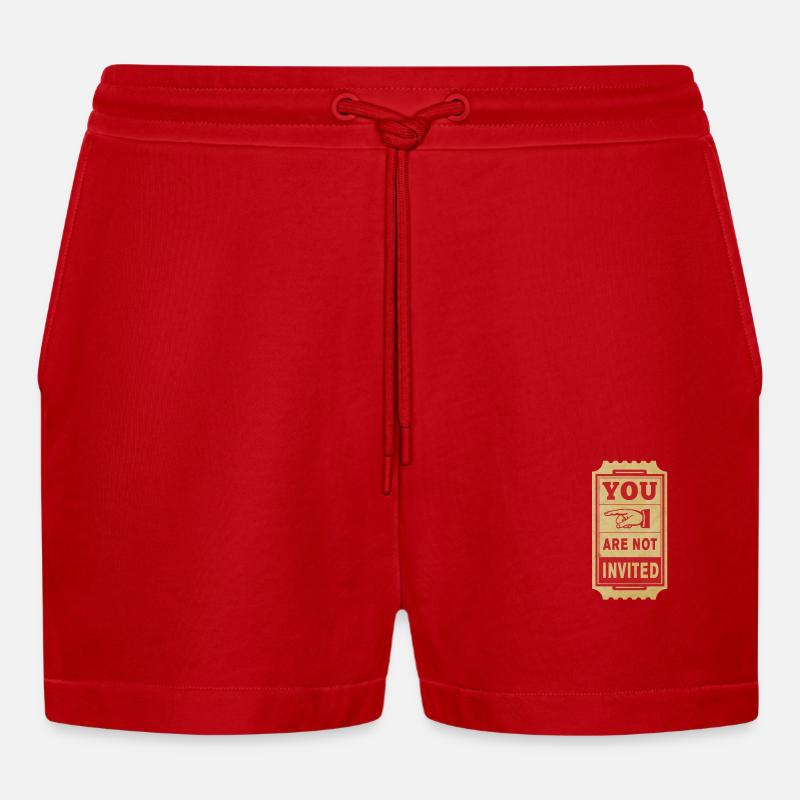 du bist nicht eingeladen - Organic Relaxed Cropped Shorts Made in EU - Rot