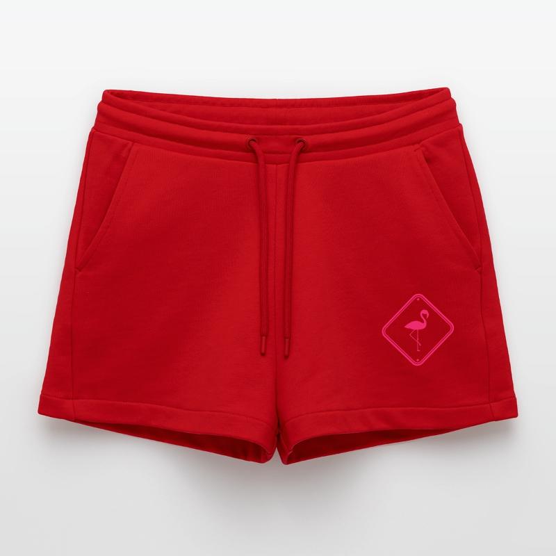warning note caution caution shield danger fla Organic Relaxed Cropped Shorts Made in EU