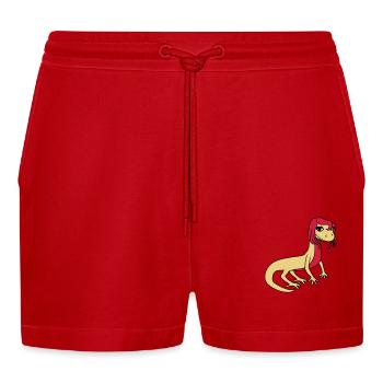 frau weiblich huebsch girl maedchen sexy eidechse - Organic Relaxed Cropped Shorts Made in EU - Rot - Vorne