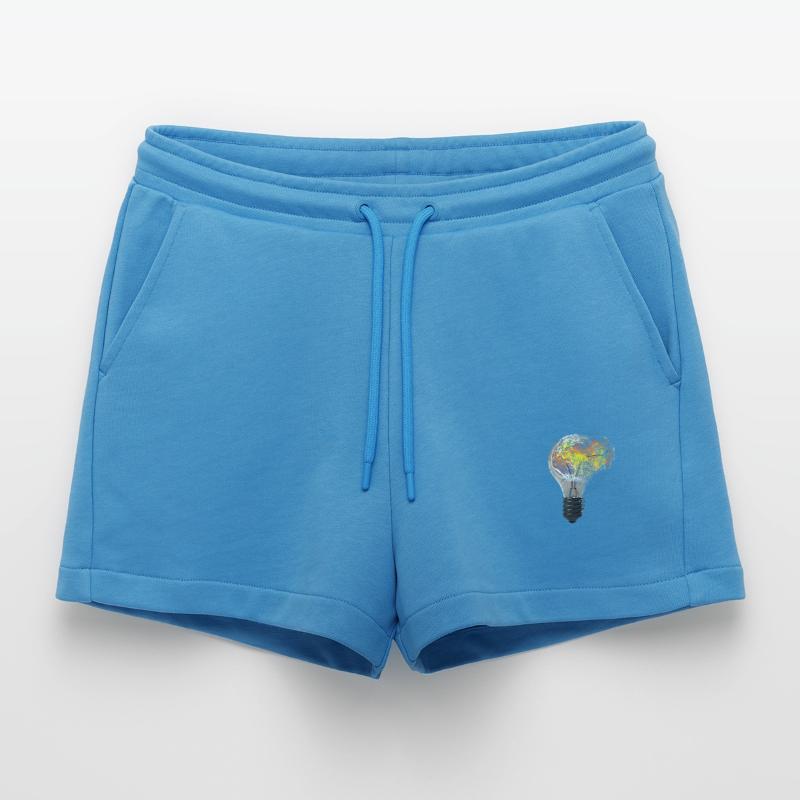 Exploding light bulb bulb lamp earth world Organic Relaxed Cropped Shorts Made in EU